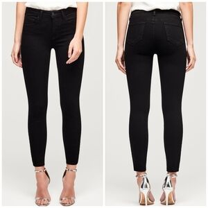 L'AGENCE Margot High-Rise Skinny Ankle Jeans in Black Noir size 25